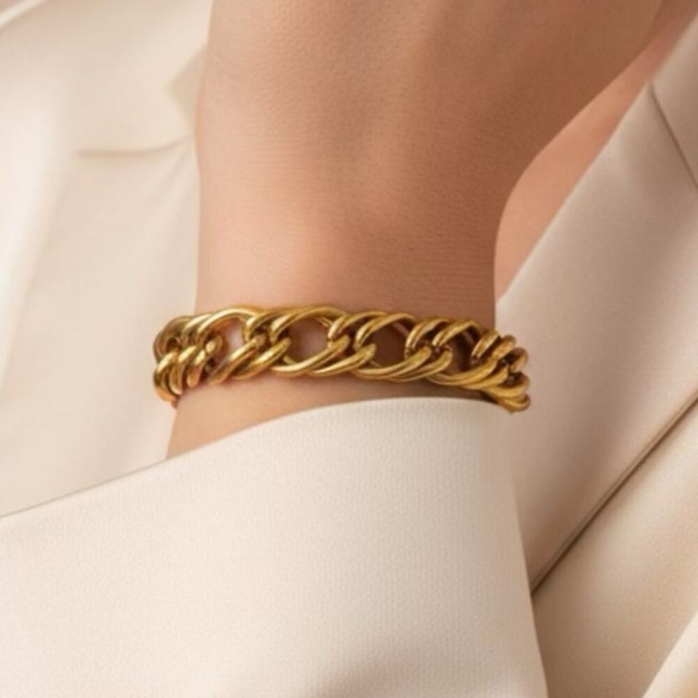 Vintage Napier Gold Tone Chunky Chain Bracelet Sz 7 Signed